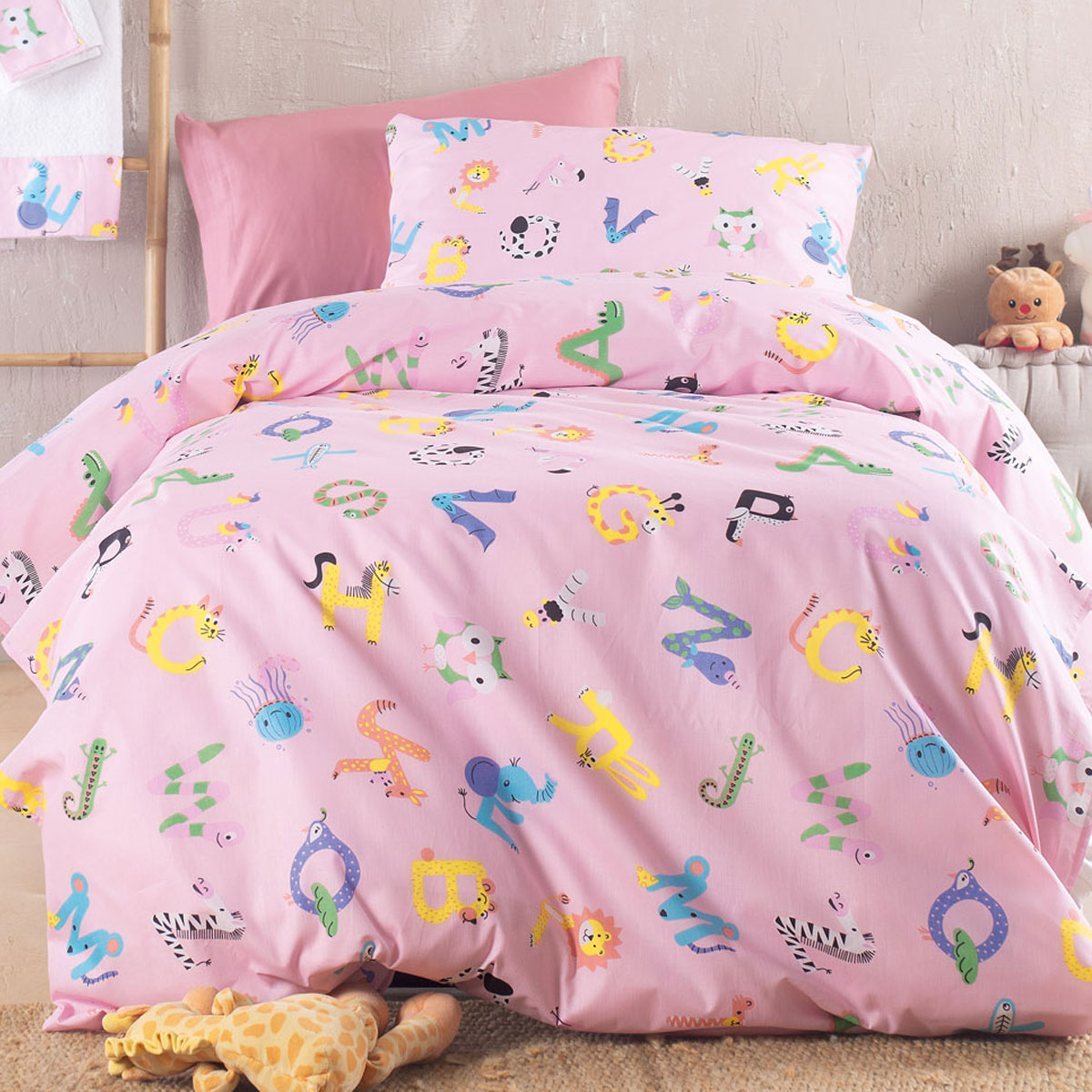 Σεντόνια Μονά (Σετ) Rythmos Symbol Letterland Pink