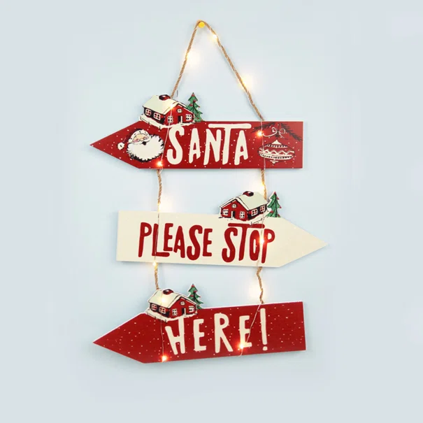 Χριστουγεννιάτικο Διακοσμητικό Με Led Aca Wooden Santa SignPost X05141115