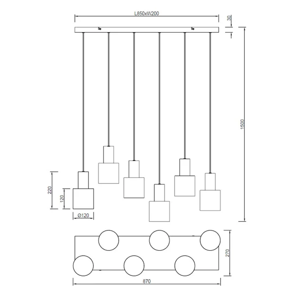 Φωτιστικό Οροφής Πολύφωτο Trio Lighting Agudo 319400617