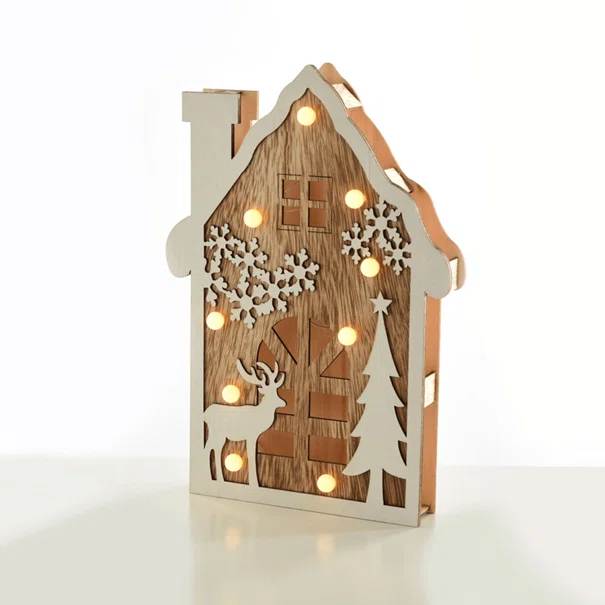 Χριστουγεννιάτικο Σπιτάκι Με Led Aca Polywood House X0591106