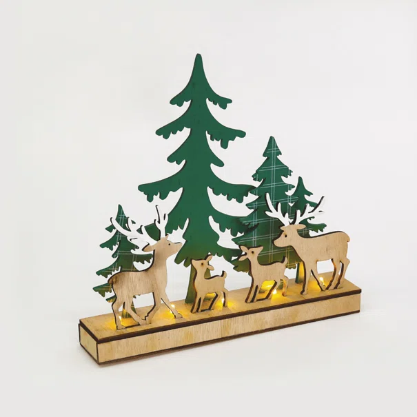 Χριστουγεννιάτικο Διακοσμητικό Με Led Aca Polywood Xmas Scenery Green X0751128