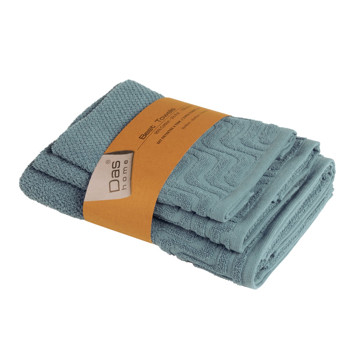 Πετσέτες Μπάνιου (Σετ 3τμχ) Das Home Best Line 0882 Blue 550gsm
