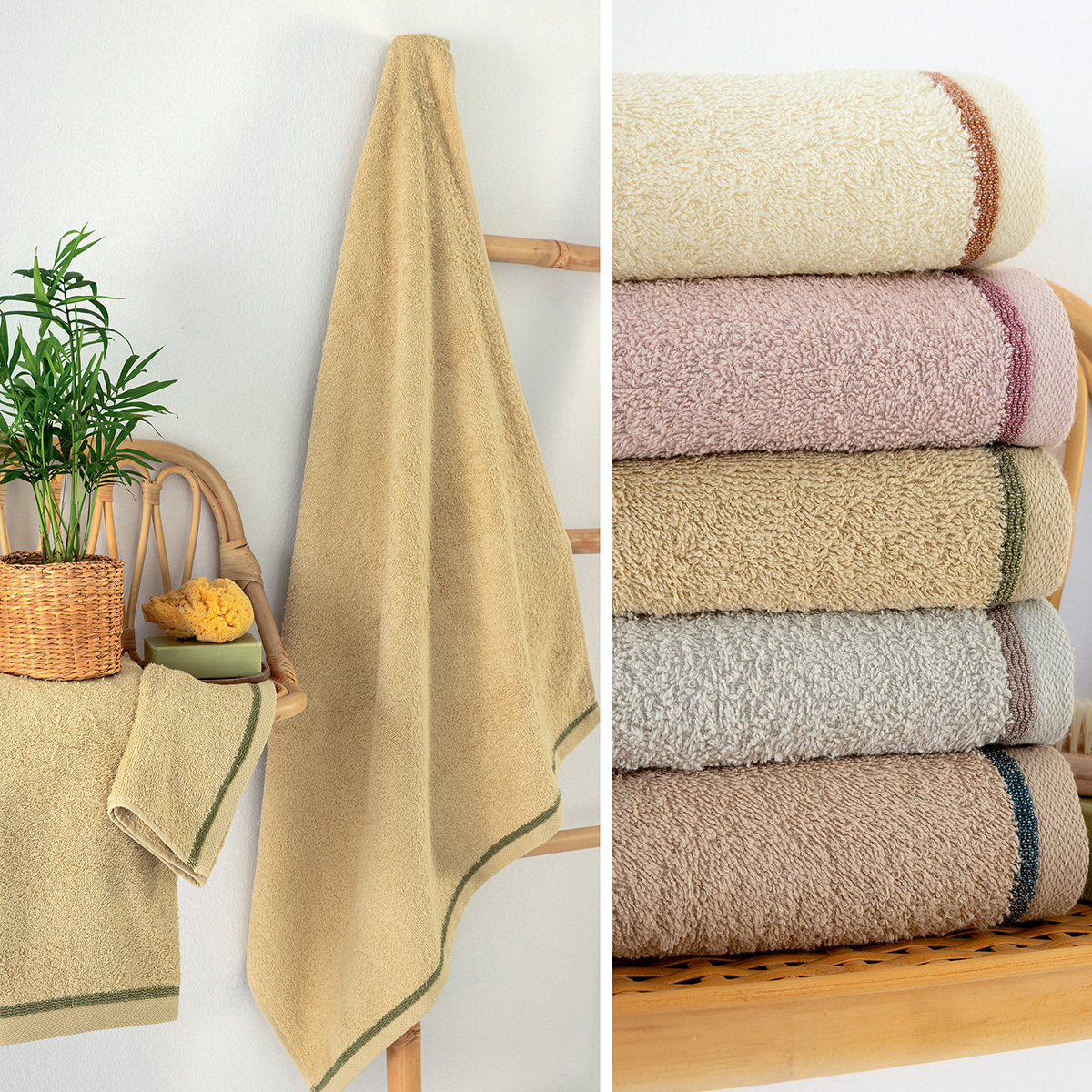 Πετσέτες Μπάνιου (Σετ 3τμχ) Palamaiki Ros 450gsm Beige