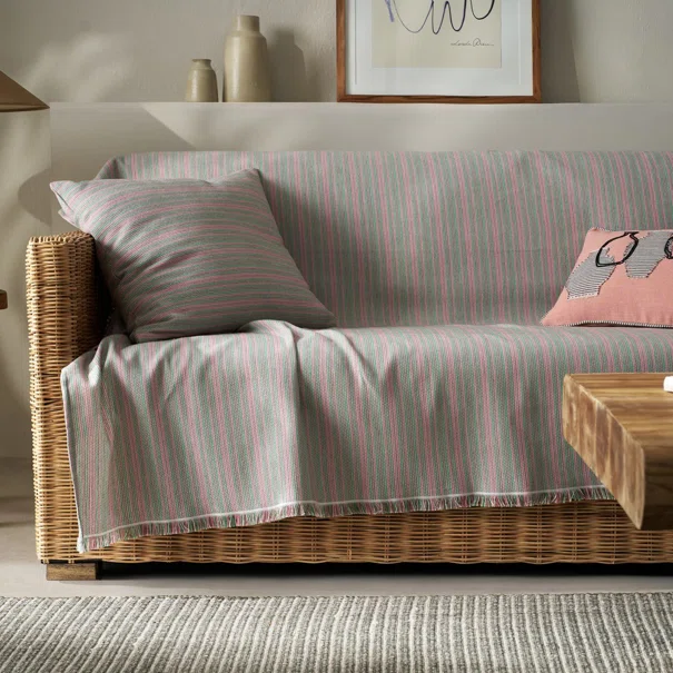 Ριχτάρι Καναπέ Τριθέσιου (180x310) Gofis Home Nymeria Pink Stripe 574/17