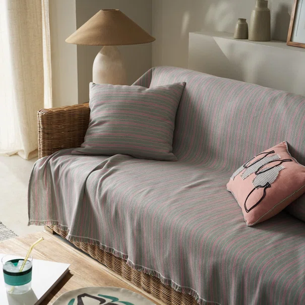 Ριχτάρι Καναπέ Τριθέσιου (180x310) Gofis Home Nymeria Pink Stripe 574/17