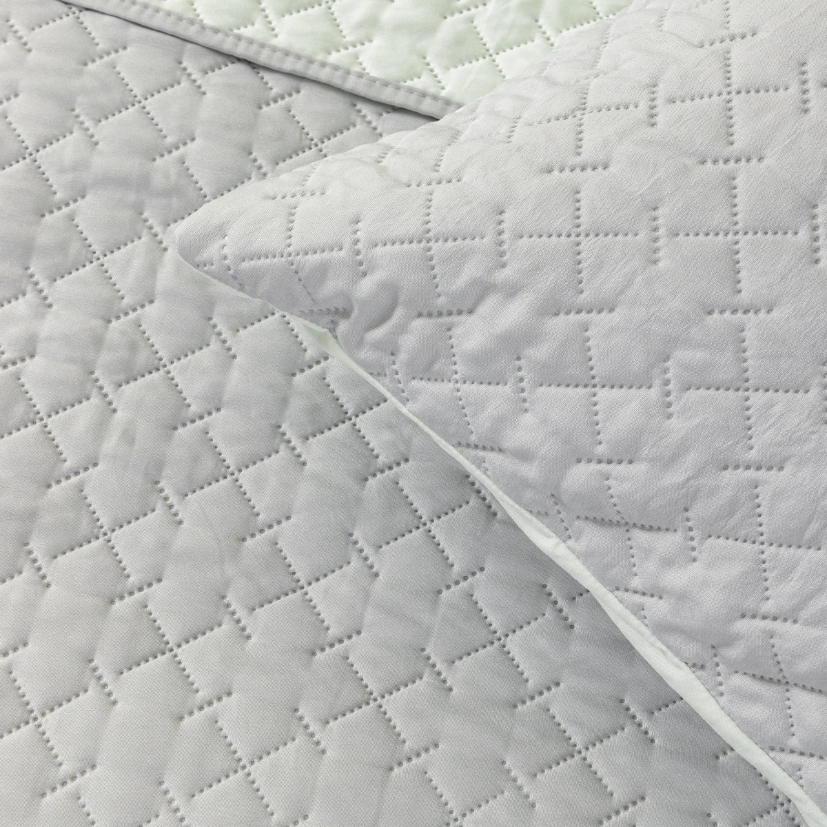 Ζεύγος Μαξιλαροθήκες Καπιτονέ (52X72) Nima Arden Grey Mint Λευκά Είδη Κρεβατοκάμαρας Ύπνου Σετ Spitishop