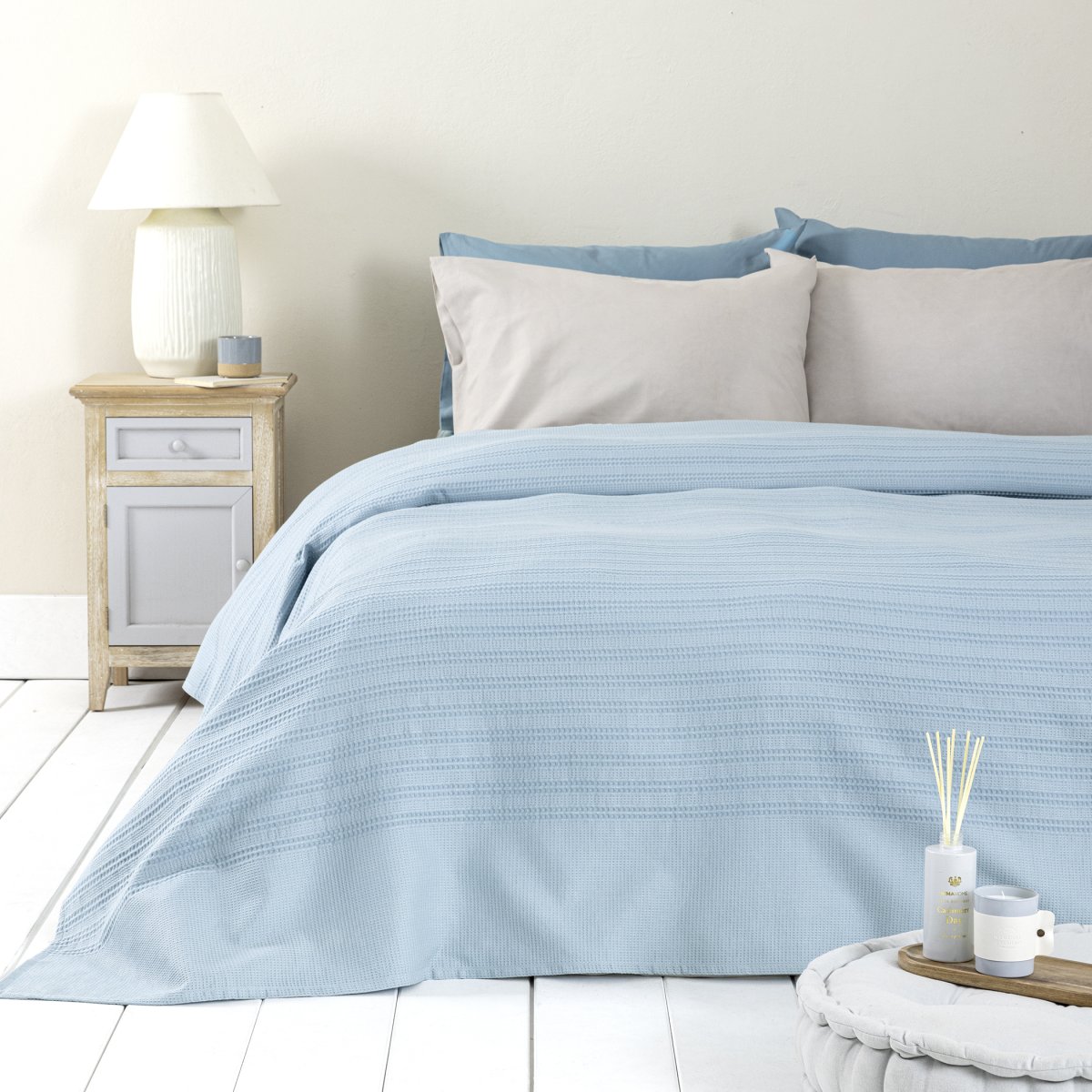 Κουβέρτα Πικέ Υπέρδιπλη (220x240) Nima Dune Denim Blue