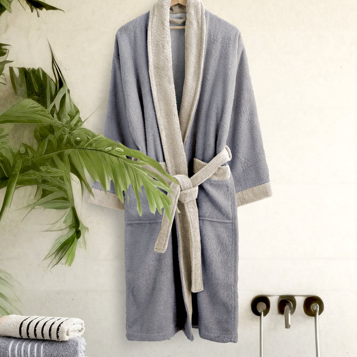 Μπουρνούζι Nima Ease Grey/Sand Beige