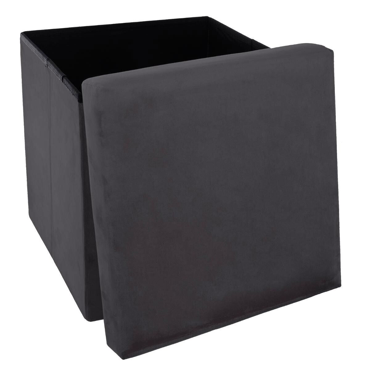Σκαμπό με Αποθηκευτικό Χώρο (38X38X38) A-S Tess Velvet Dark Grey 156910C Έπιπλα Spitishop