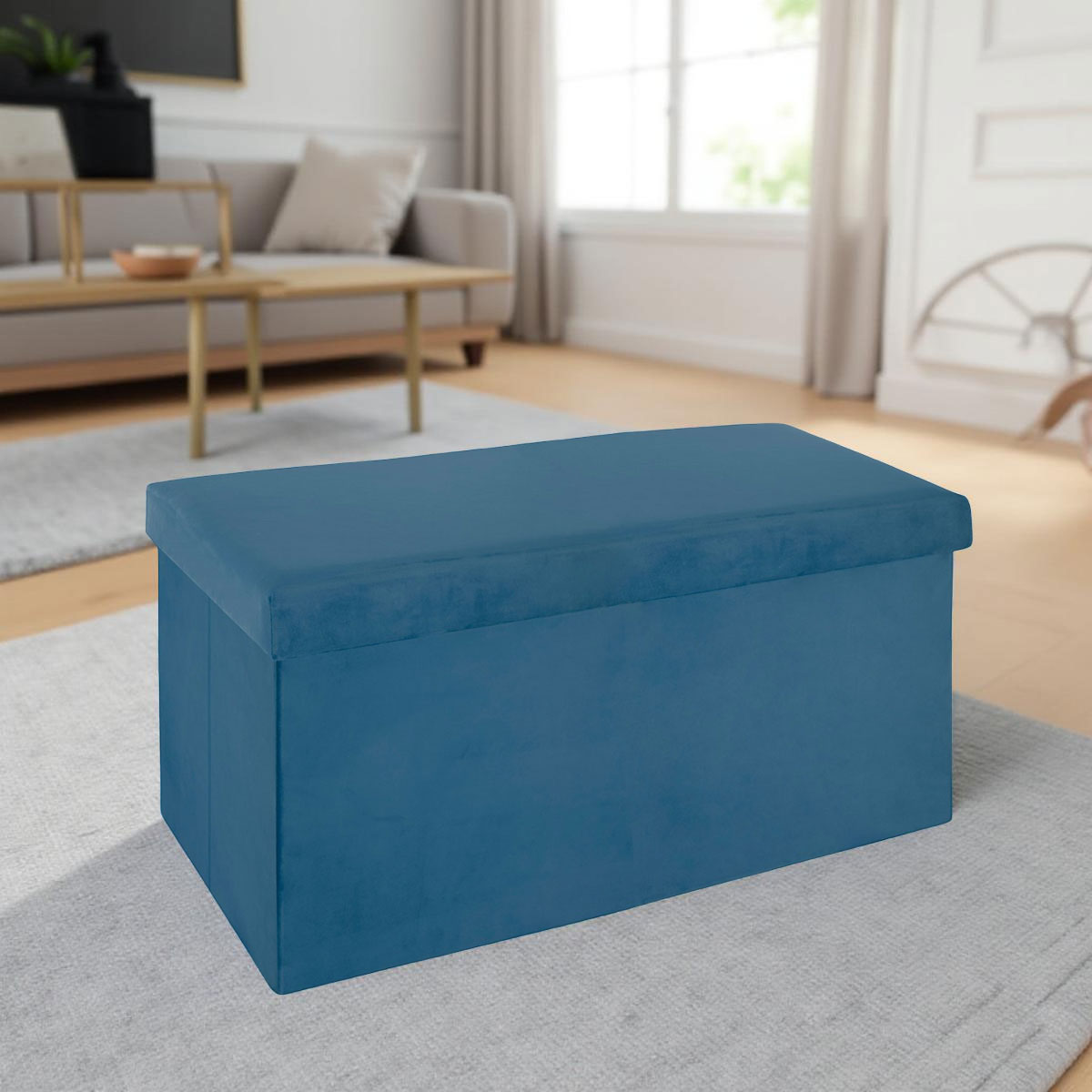 Ταμπουρέ Με Αποθηκευτικό Χώρο (76x38x38) A-S Tess Velvet Blue 156911A