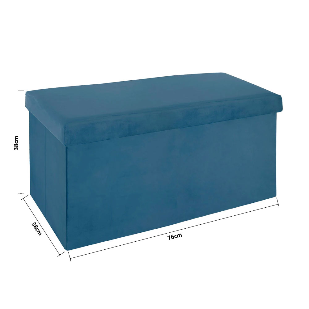 Ταμπουρέ με Αποθηκευτικό Χώρο (76X38X38) A-S Tess Velvet Blue 156911A Έπιπλα Σκαμπό Κρεβατοκάμαρας Spitishop