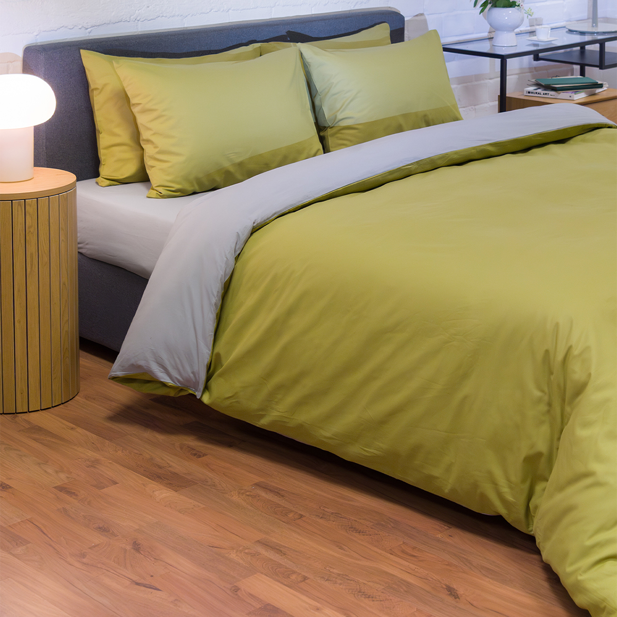 Παπλωματοθήκη Υπέρδιπλη (Σετ 225x245) 2 Όψεων Naf-Naf Hue Willow - Ghost Grey