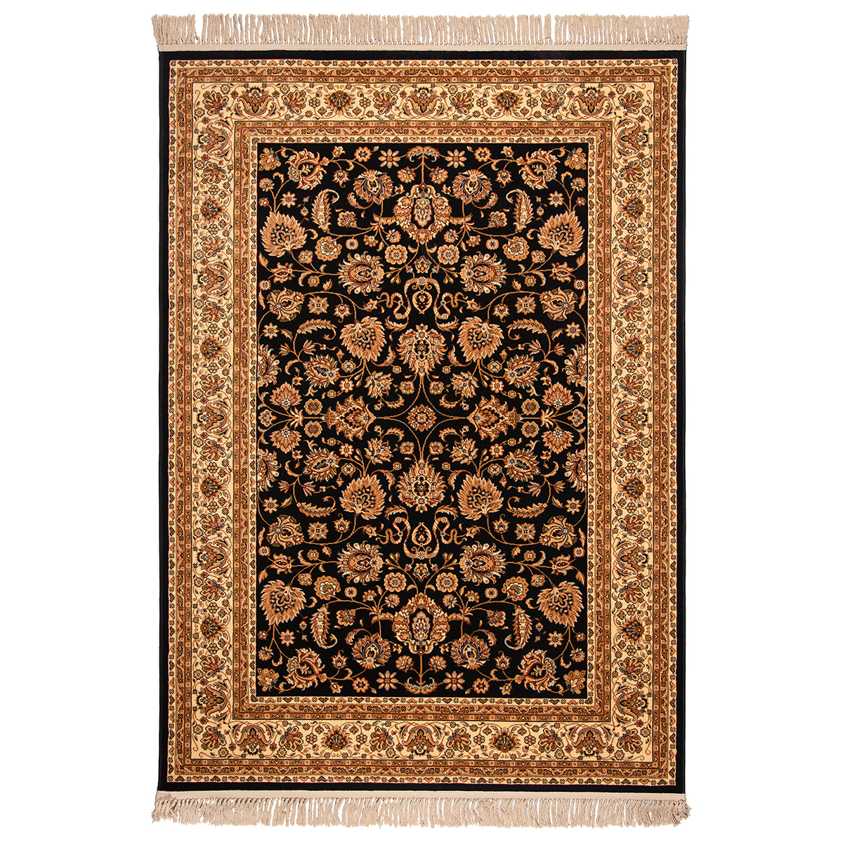 Χαλί (133X190) Βιοκαρπέτ Isfahan 3783B Black Cream Χαλιά Σαλονιού Χειμερινά Κλασικά Spitishop