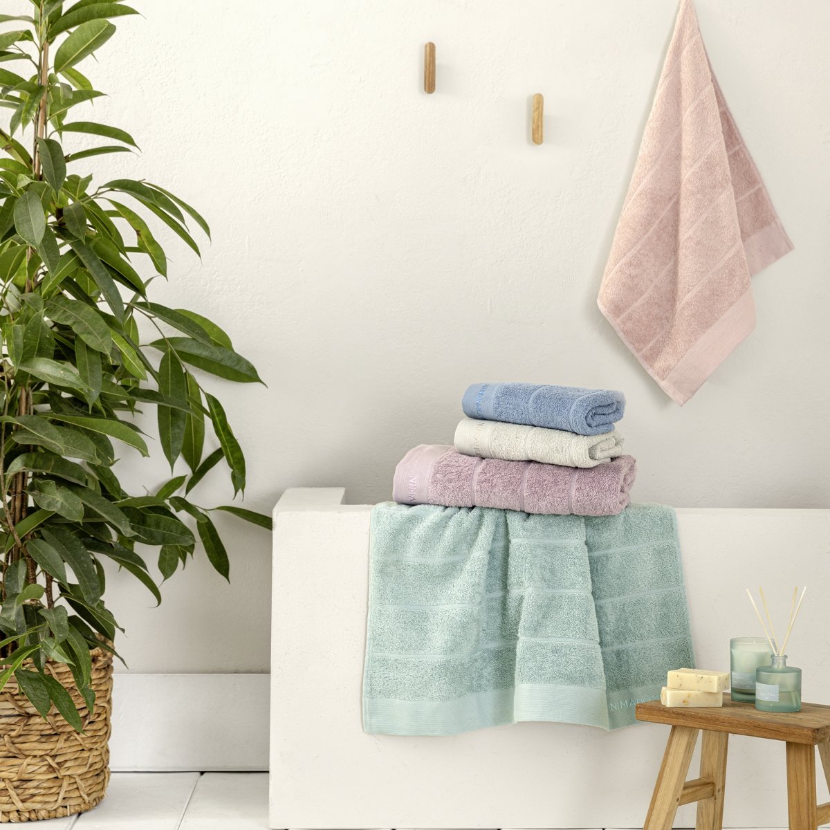 Πετσέτες Μπάνιου (Σετ 3Τμχ) Nima Essence Mint 450Gsm Λευκά Είδη Σετ Spitishop
