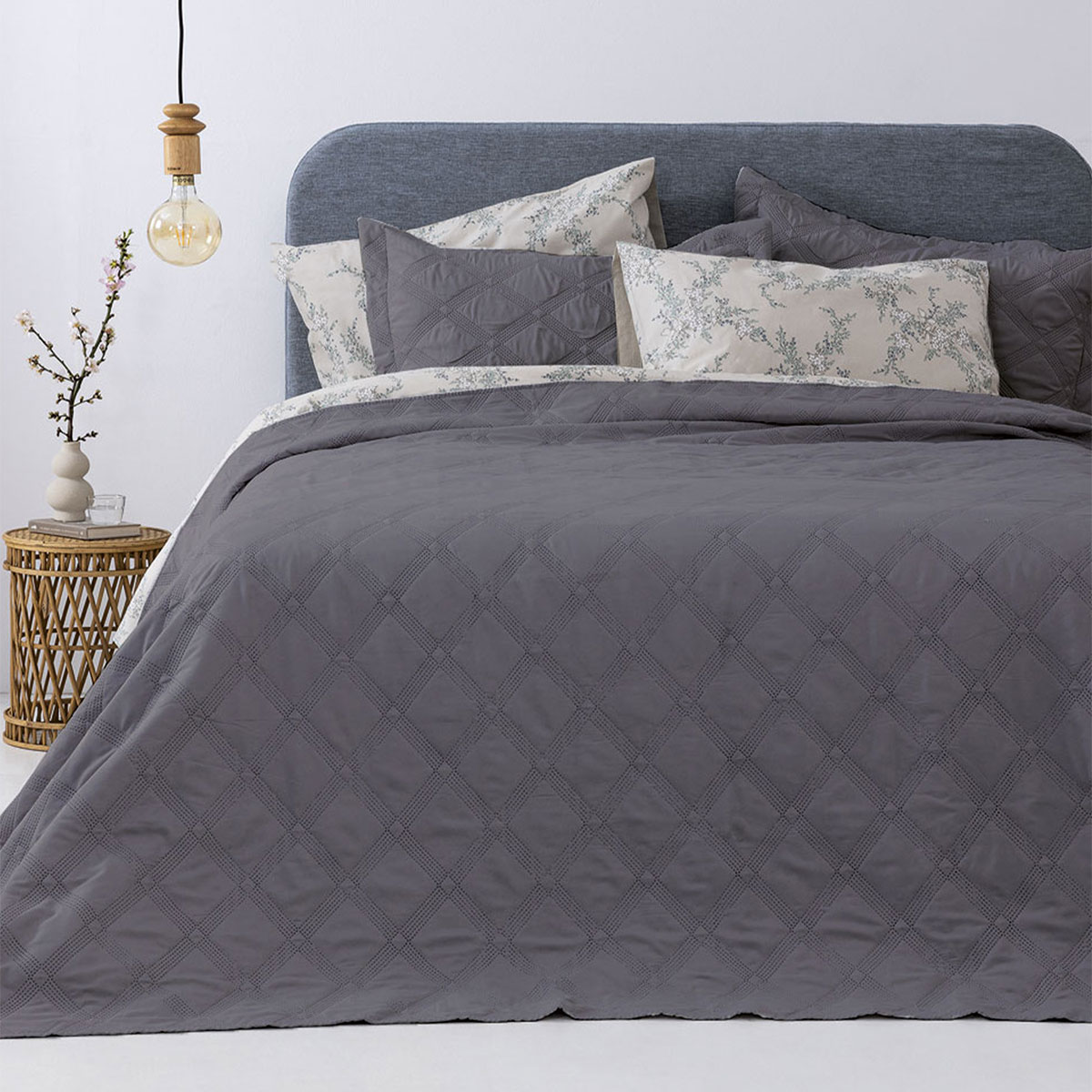Κουβερλί King Size (Σετ 260x240) Palamaiki Ifigenia Grey