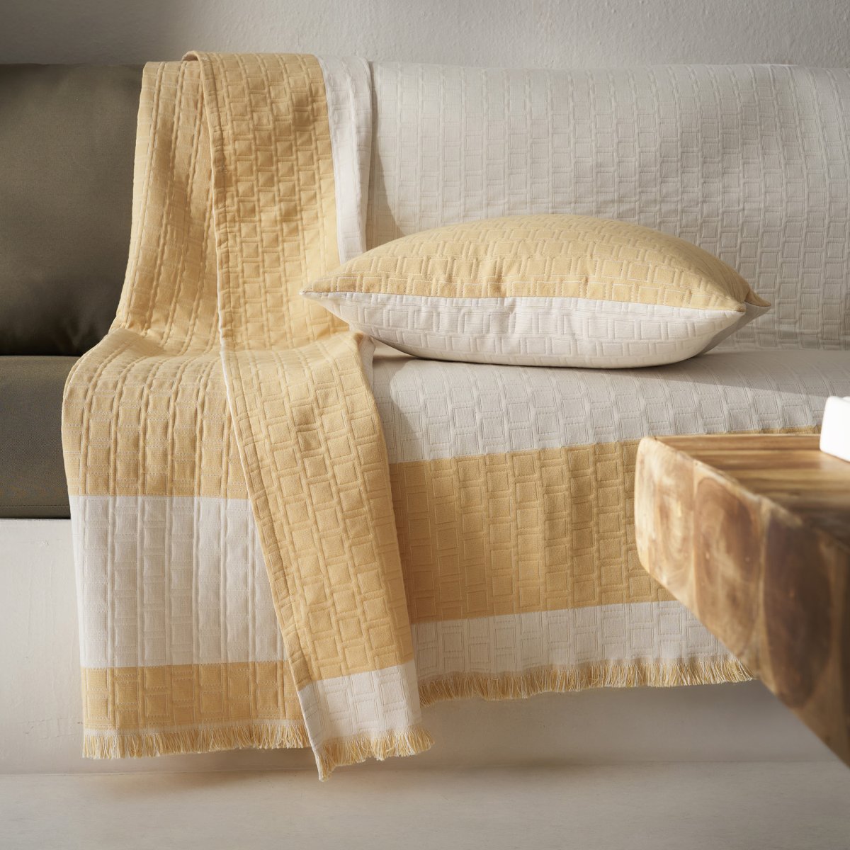 Ριχτάρι Καναπέ Διθέσιου (180X250) Gofis Home Solenne Sun Yellow 591 04 Λευκά Είδη Σαλονιού Ριχτάρια Καλοκαιρινά All Season Spitishop