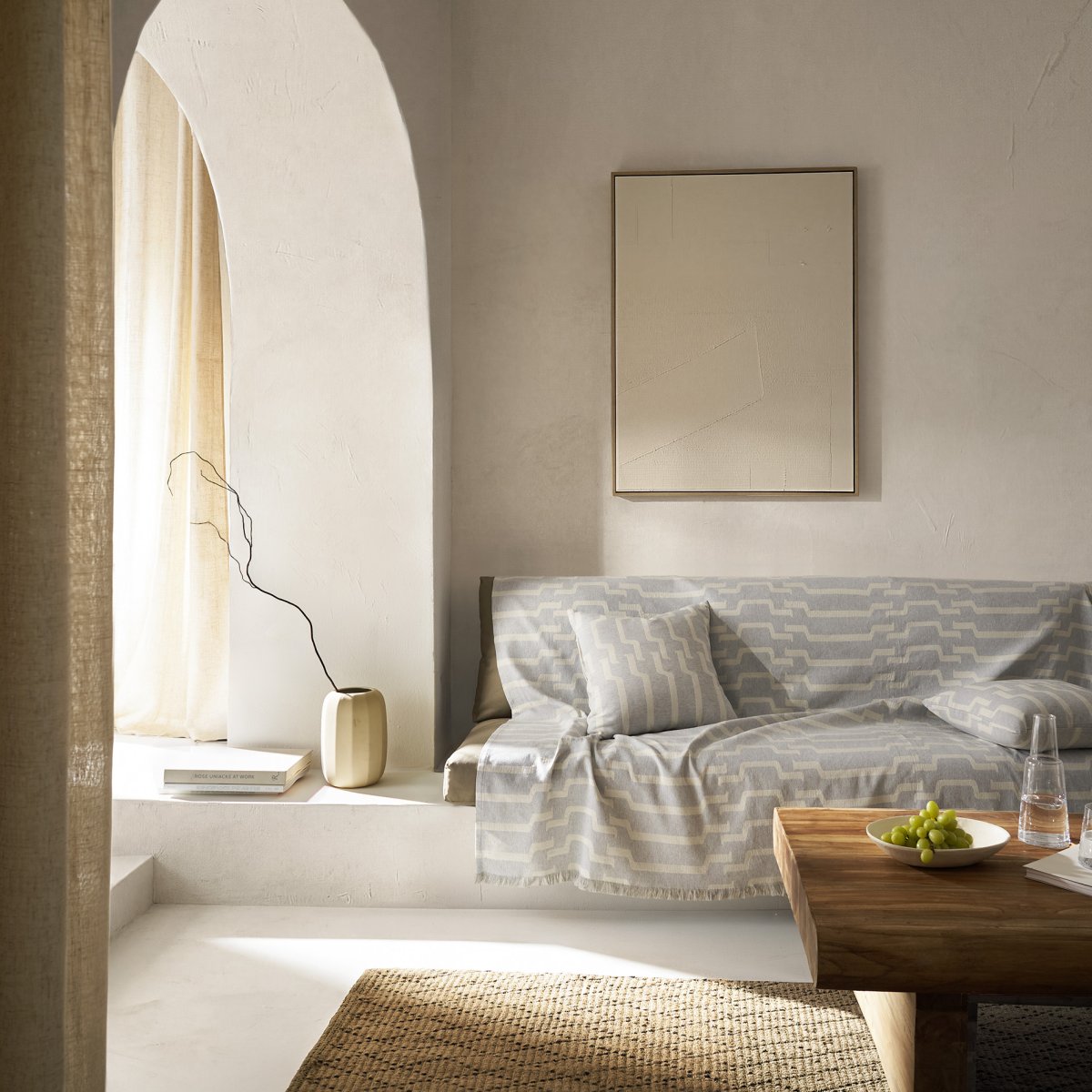 Ριχτάρι Καναπέ Τριθέσιου (180X310) Gofis Home Clover Grey 558 15 Λευκά Είδη Σαλονιού Ριχτάρια Καλοκαιρινά All Season Spitishop