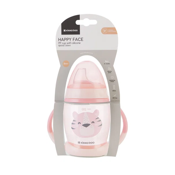 Ποτήρι Εκπαιδευτικό 200ml Kikka Boo Happy Face Pink
