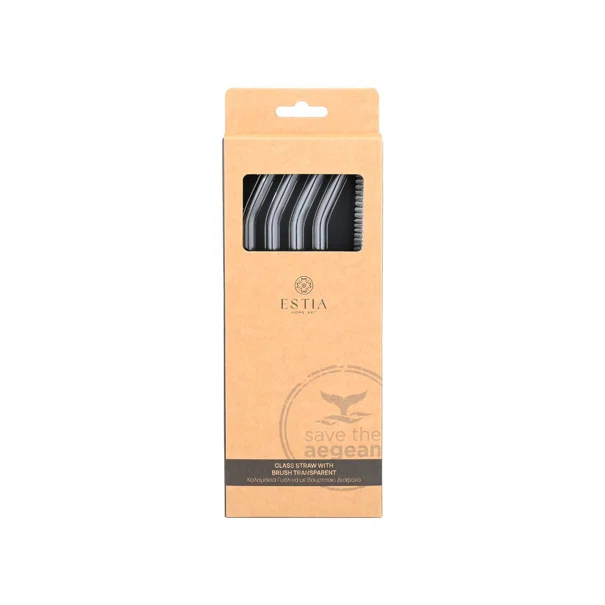 Καλαμάκια Γυάλινα + Βουρτσάκι (Σετ 5τμχ) Estia Διάφανα 01-39219