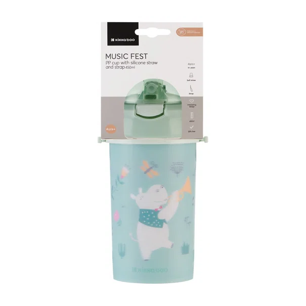 Παγούρι 450ml Με Καλαμάκι Kikka Boo Music Fest Mint