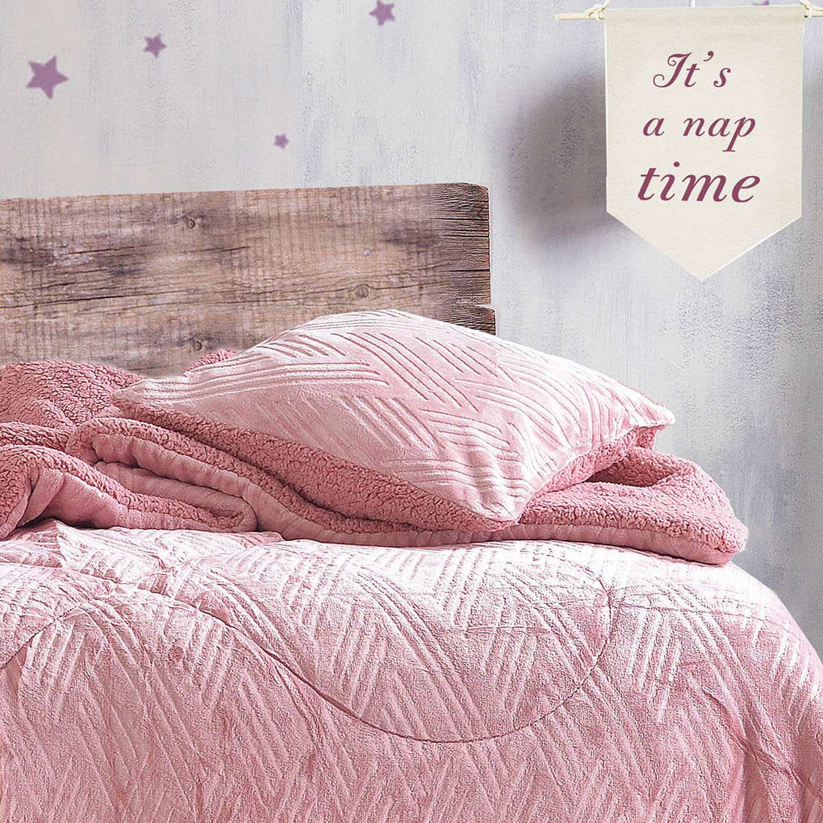 Διακοσμητική Μαξιλαροθήκη Fleece (50x50) Rythmos Lotus Pink