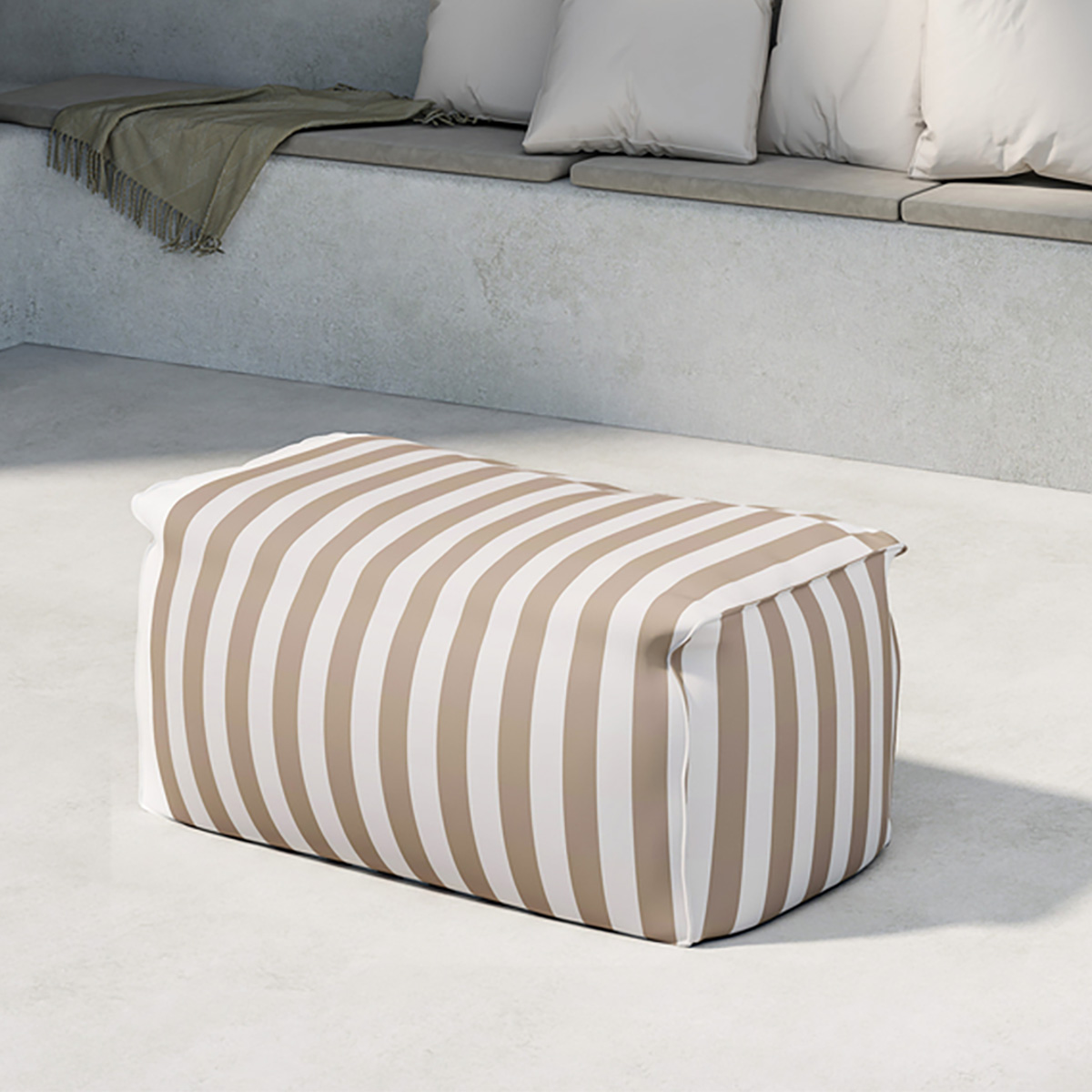 Πουφ Εξωτερικού Χώρου (75x40x33) Spitishop Redang White/Beige