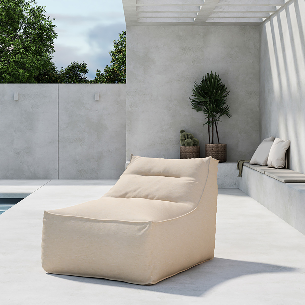 Πουφ Πολυθρόνα Εξωτερικού Χώρου (90x118x83) Spitishop Redang Beige