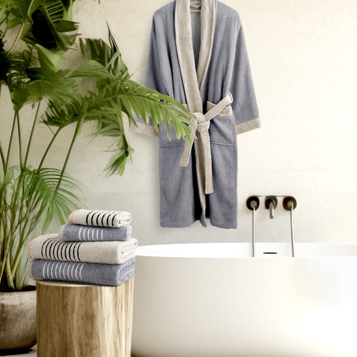 Πετσέτες Μπάνιου (Σετ 3Τμχ) Nima Niva Beige 450Gsm Λευκά Είδη Σετ Spitishop
