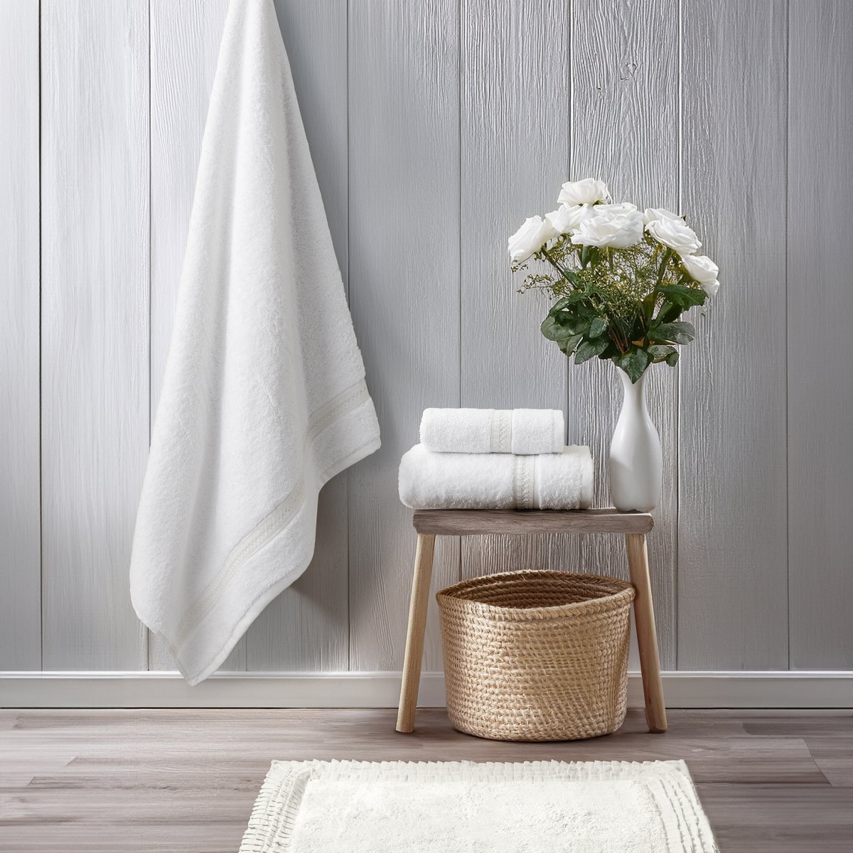 Πετσέτες Μπάνιου (Σετ 3Τμχ) Nima Aveline White 450Gsm Λευκά Είδη Σετ Spitishop