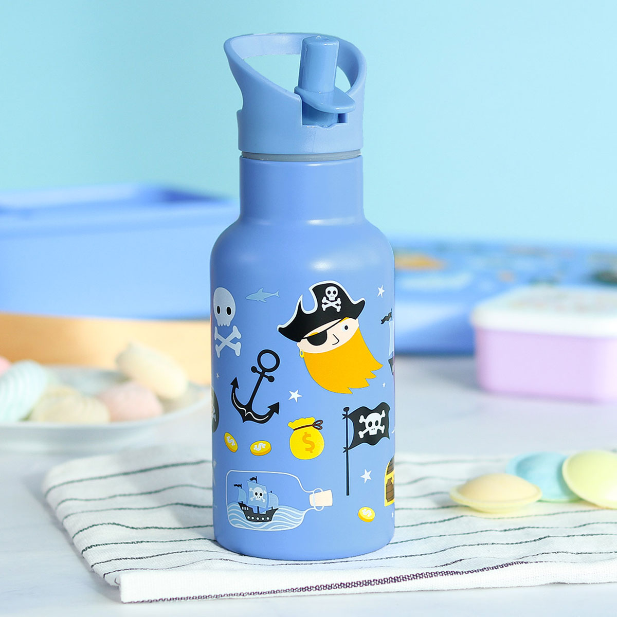 Παγούρι - Θερμός 350ml Με Καλαμάκι Α Little Lovely Company Pirates DBSSPI86