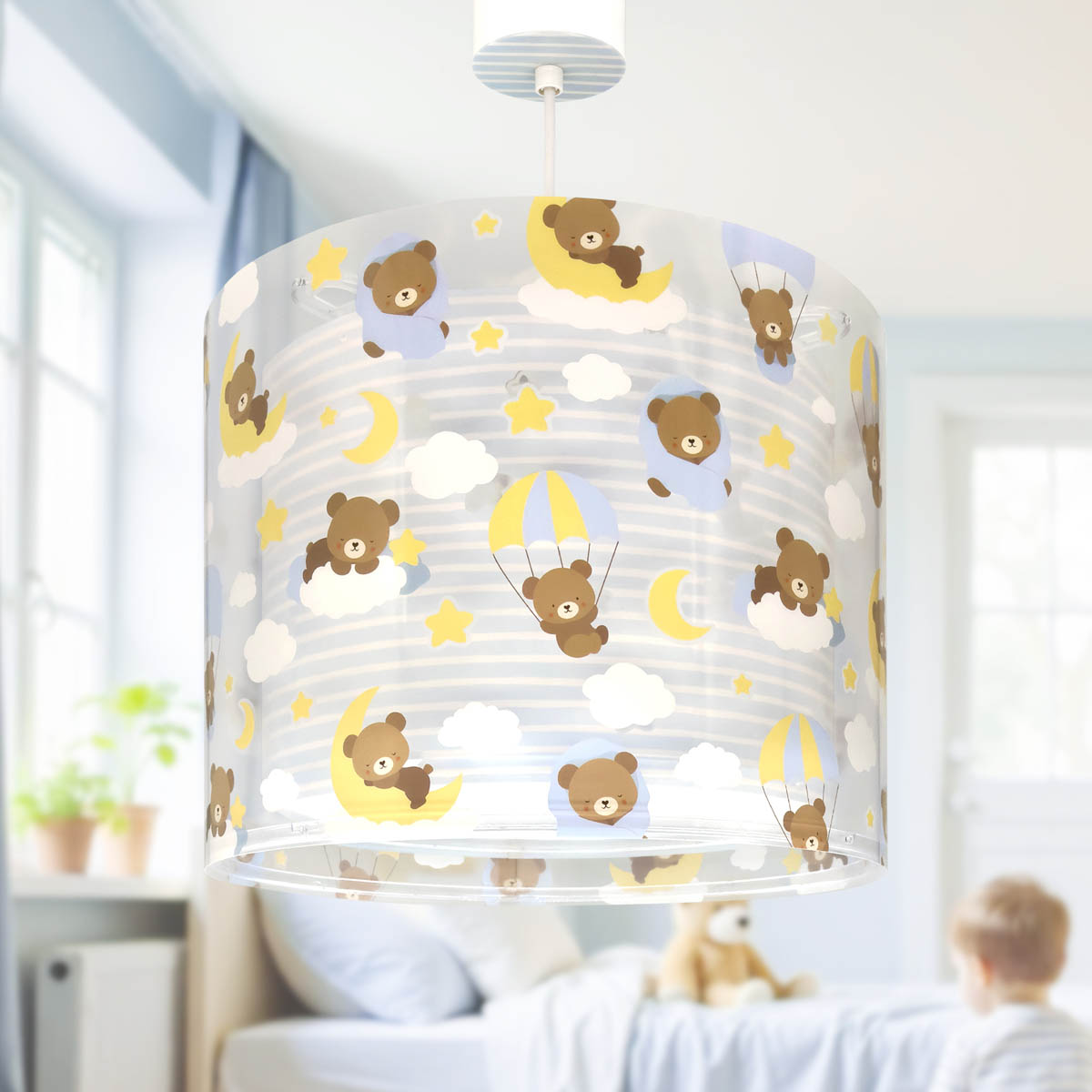 Παιδικό Φωτιστικό Οροφής Μονόφωτο Ango Baby Teddy Blue 41572MT