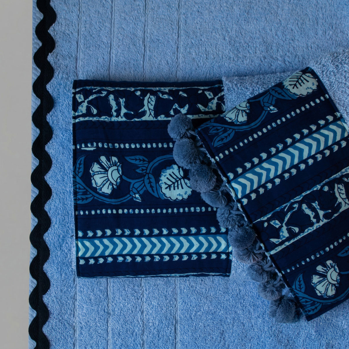 Πετσέτες Μπάνιου (Σετ 3Τμχ) White Fabric Keiko Blue 600Gsm Λευκά Είδη Σετ Spitishop