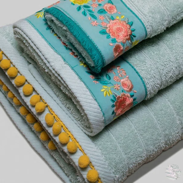 Πετσέτα Σώματος (80x150) White Fabric Sabinne Green 600gsm