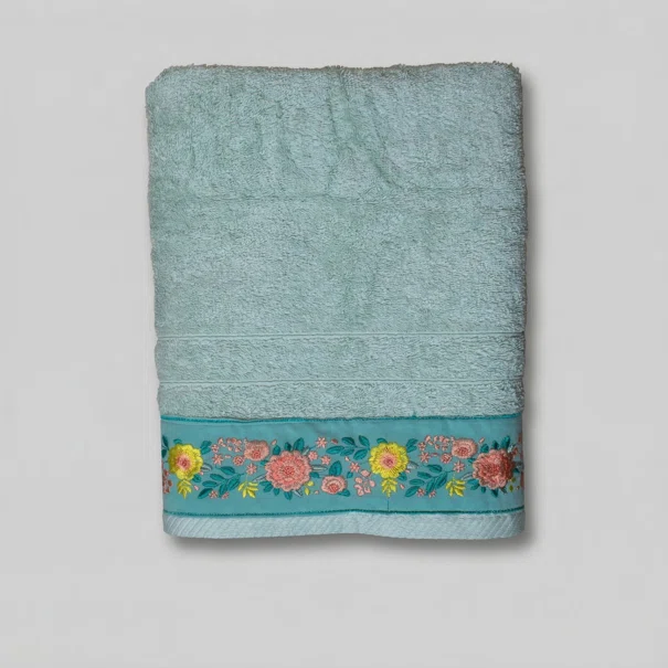 Πετσέτα Σώματος (80x150) White Fabric Sabinne Green 600gsm