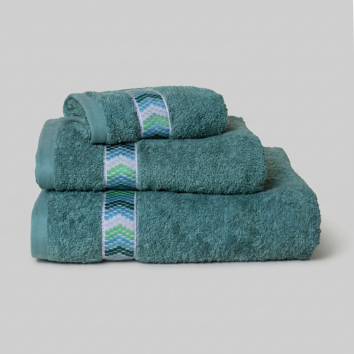 Πετσέτα Προσώπου (50x100) White Fabric Mona Green 600gsm