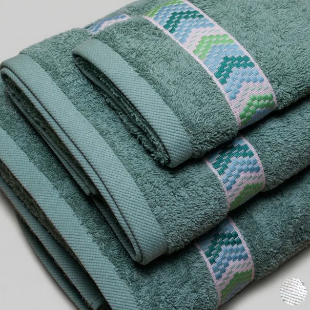 Πετσέτες Μπάνιου (Σετ 3τμχ) White Fabric Mona Green 600gsm