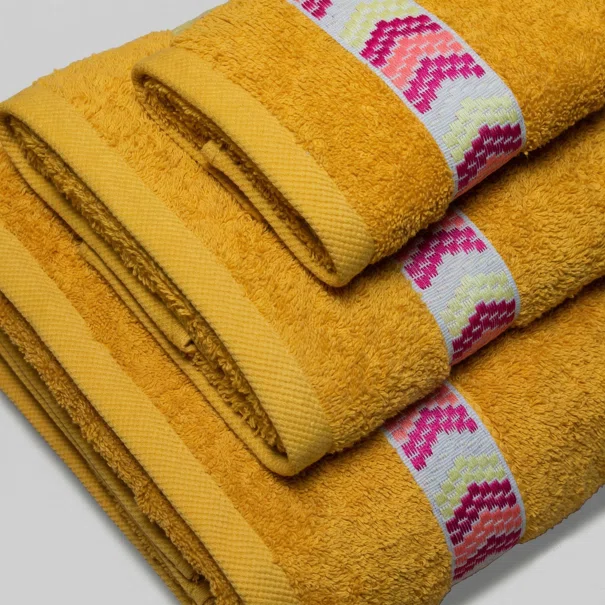 Πετσέτες Μπάνιου (Σετ 3τμχ) White Fabric Pollie Yellow 600gsm