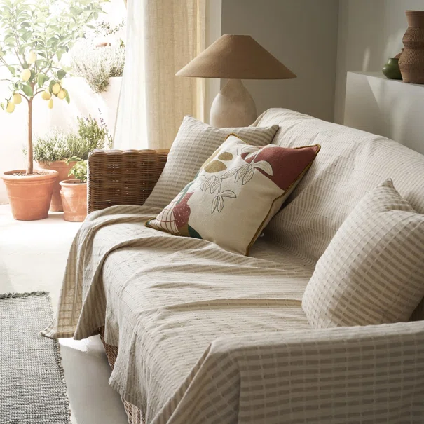 Ριχτάρι Πολυθρόνας (180x180) Gofis Home Elysia Silver Hemp Beige 531/06