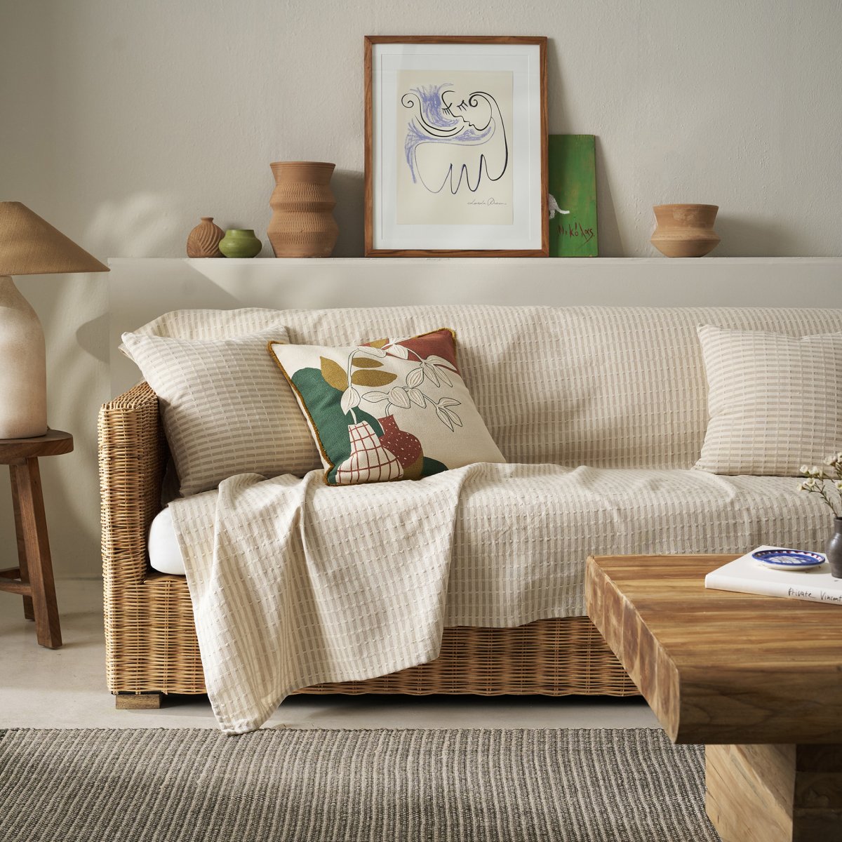 Ριχτάρι Καναπέ Διθέσιου (180x250) Gofis Home Elysia Silver Hemp Beige 531/06