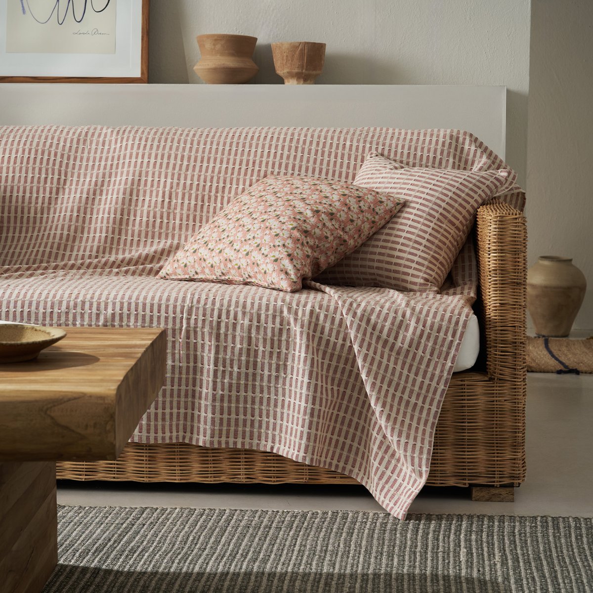 Ριχτάρι Καναπέ Διθέσιου (180x250) Gofis Home Elysia Silver Dusty Rust 531/02