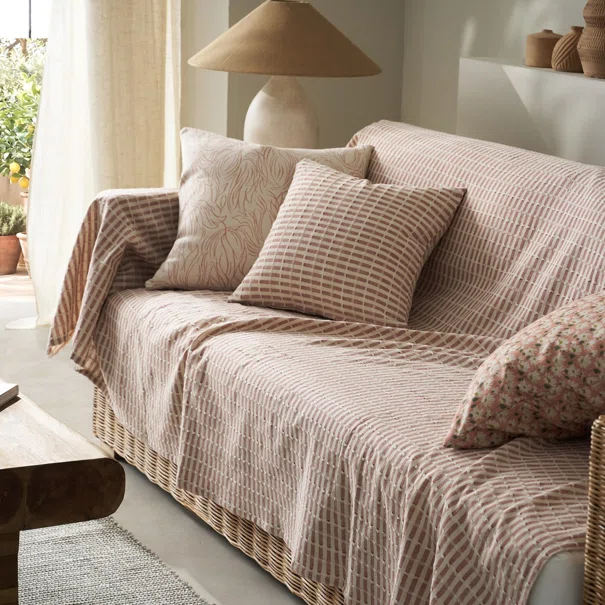 Ριχτάρι Καναπέ Τριθέσιου (180x310) Gofis Home Elysia Silver Dusty Rust 531/02