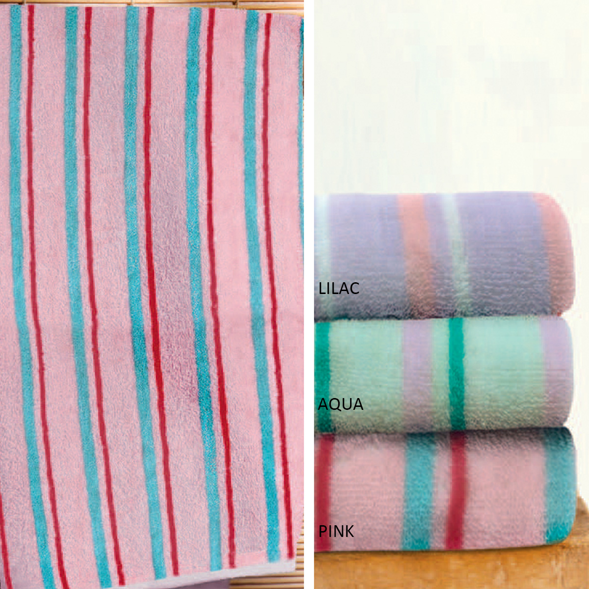 Πετσέτες Μπάνιου (Σετ 3τμχ) Palamaiki Strip 550gsm Pink