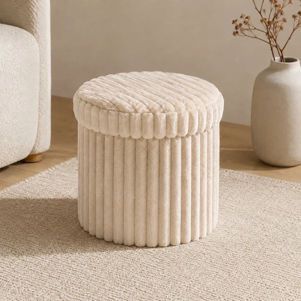 Σκαμπό Με Αποθηκευτικό Χώρο (Φ43x32.5) K-M Beige AAE447790