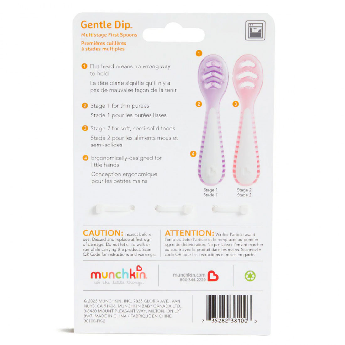 Κουτάλια Φαγητού (Σετ 3Τμχ) Munchkin Gentle Dip Pink-Purple Παιδικά Είδη & Αξεσουάρ Σερβιρίσματος Εκπαίδευσης Spitishop