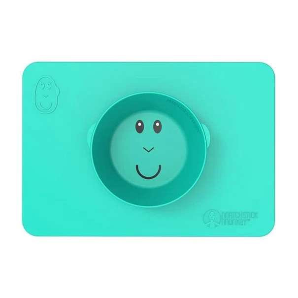 Δίσκος Εκπαίδευσης Φαγητού Matchstick Monkey Anti-Slip Bowl Green