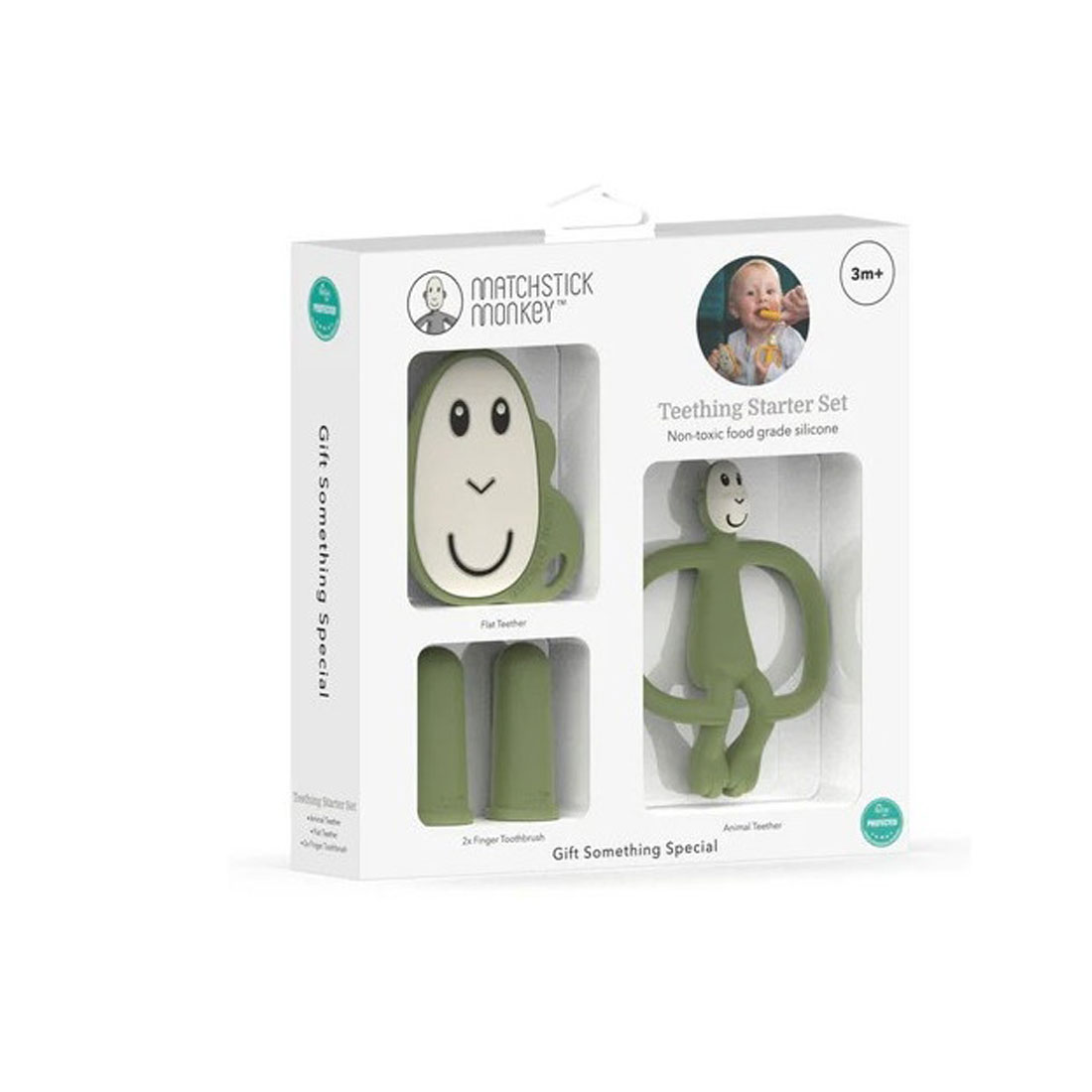 Σετ Περιποίησης Δοντιών Matchstick Monkey Teething Starter Set Olive Παιχνίδια Βρεφικά για Μωρά 0 - 6 Μηνών Spitishop