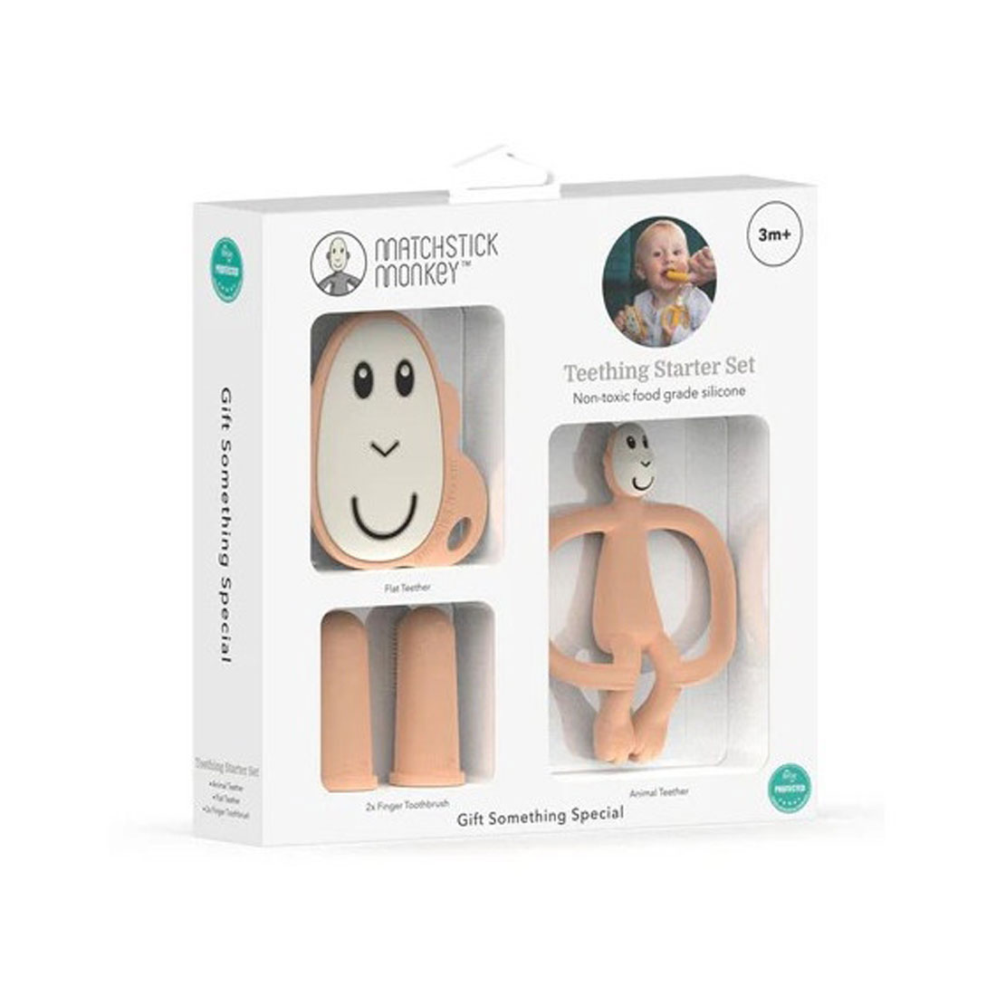 Σετ Περιποίησης Δοντιών Matchstick Monkey Teething Starter Set Peach Παιχνίδια Βρεφικά για Μωρά 0 - 6 Μηνών Spitishop