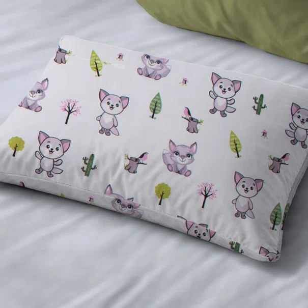 Παιδική Μαξιλαροθήκη (50x70) Dimcol Baby Foxes 594 White - Pastel Lilac