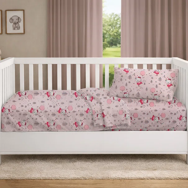 Σεντόνια Κούνιας (Σετ) Dimcol Ballerina Bear 598 Pink