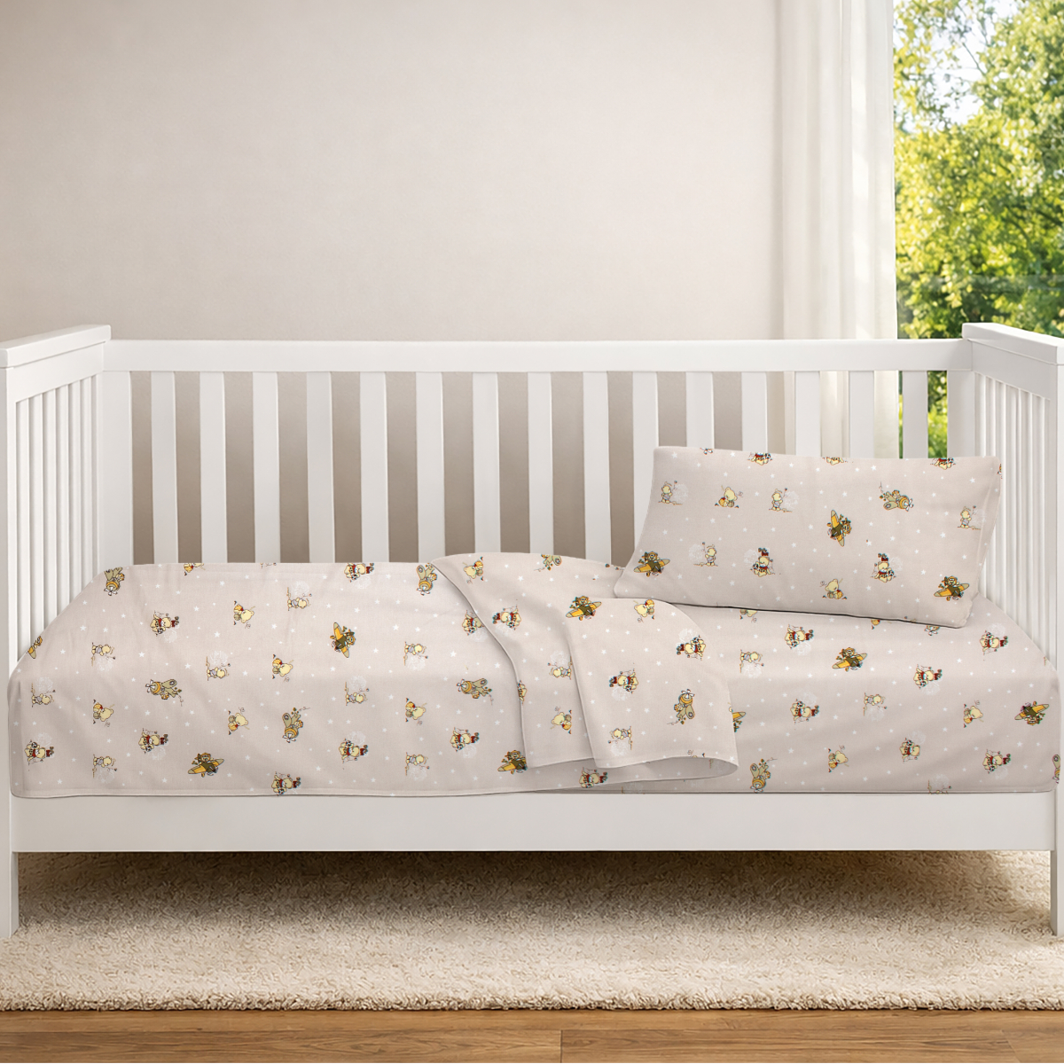 Σεντόνια Κούνιας (Σετ) Dimcol Bear's Playtime 592 Beige